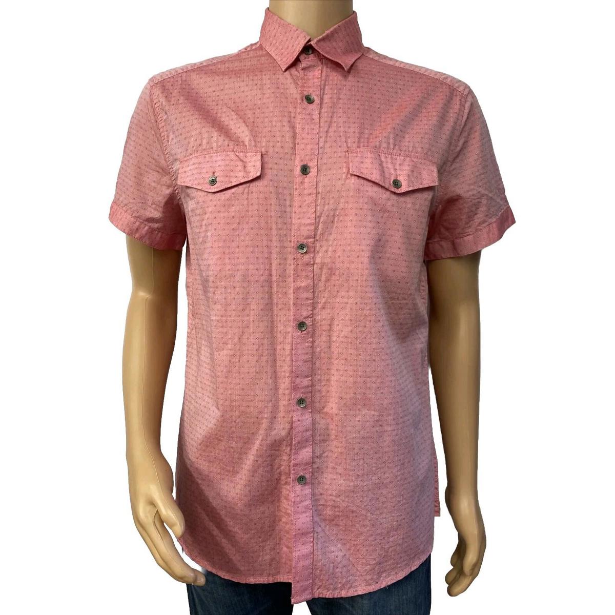 Kenneth Cole Reaction Men's Ss Watermelon Combo Shirt Size M Button Down Nwt #R2